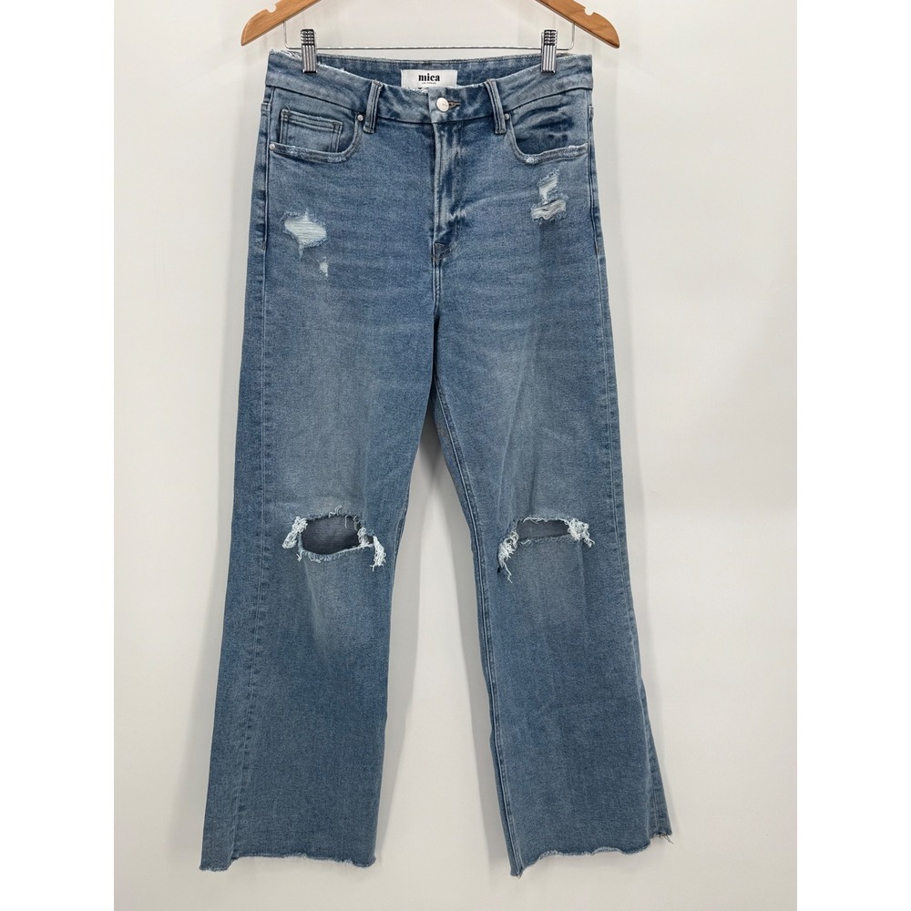 Mica Denim Super High Rise Wide Leg Jeans Women's Size 29 Distressed Raw Hem - Picture 2 of 6